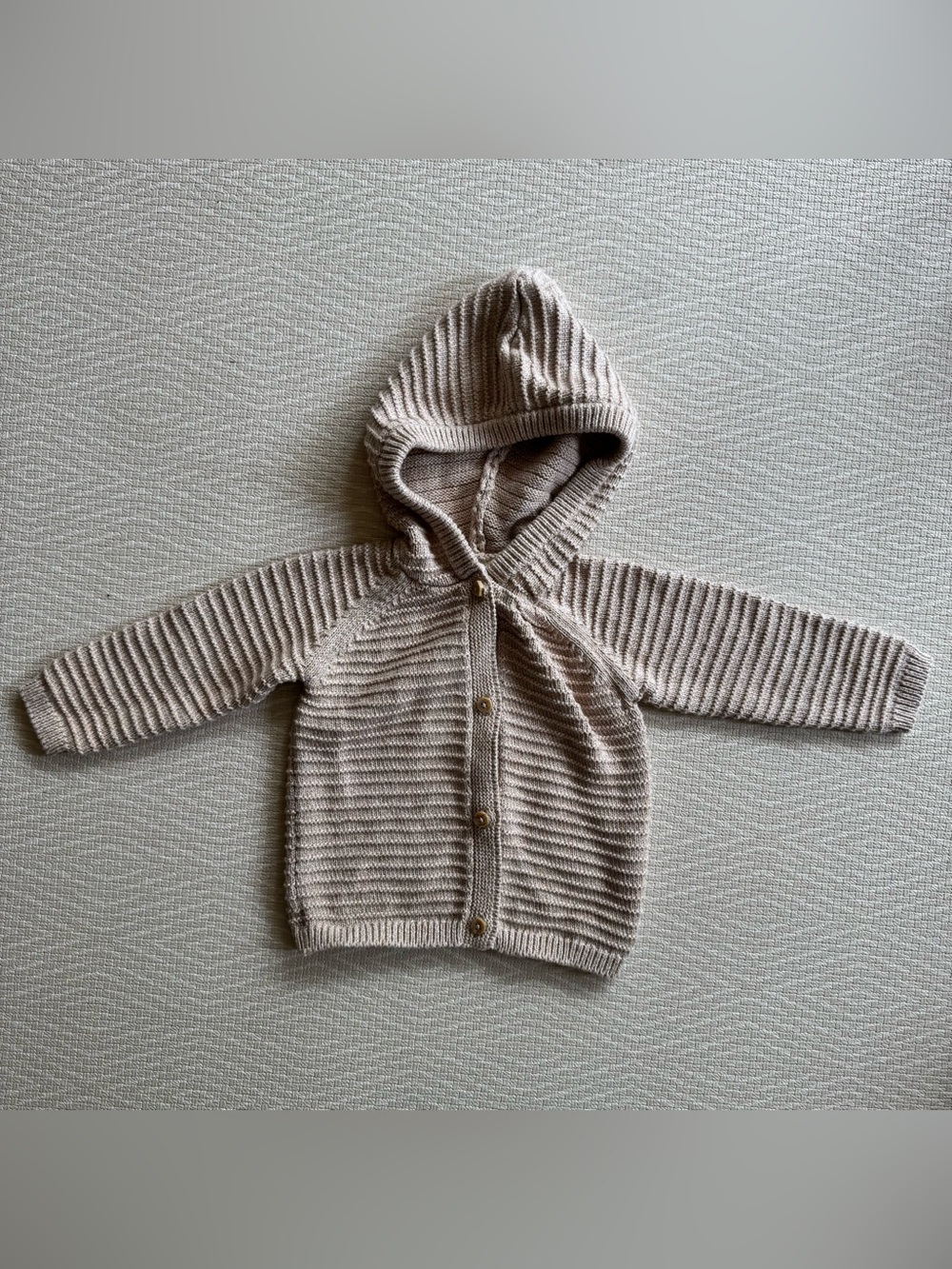 Children's Hooded Knit Cardigan - Taupe